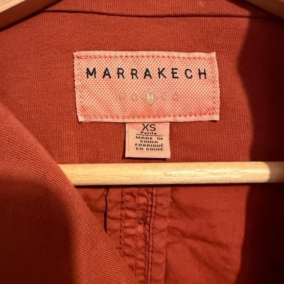 Anthropologie Marrakech Rust Orange Moto Jacket Blazer Cotton Button Up XS - Picture 6 of 14